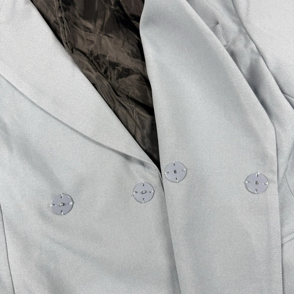 We11done Embossed Logo Double Blazer Jacket Unisex M Sky Blue Oversized Korea